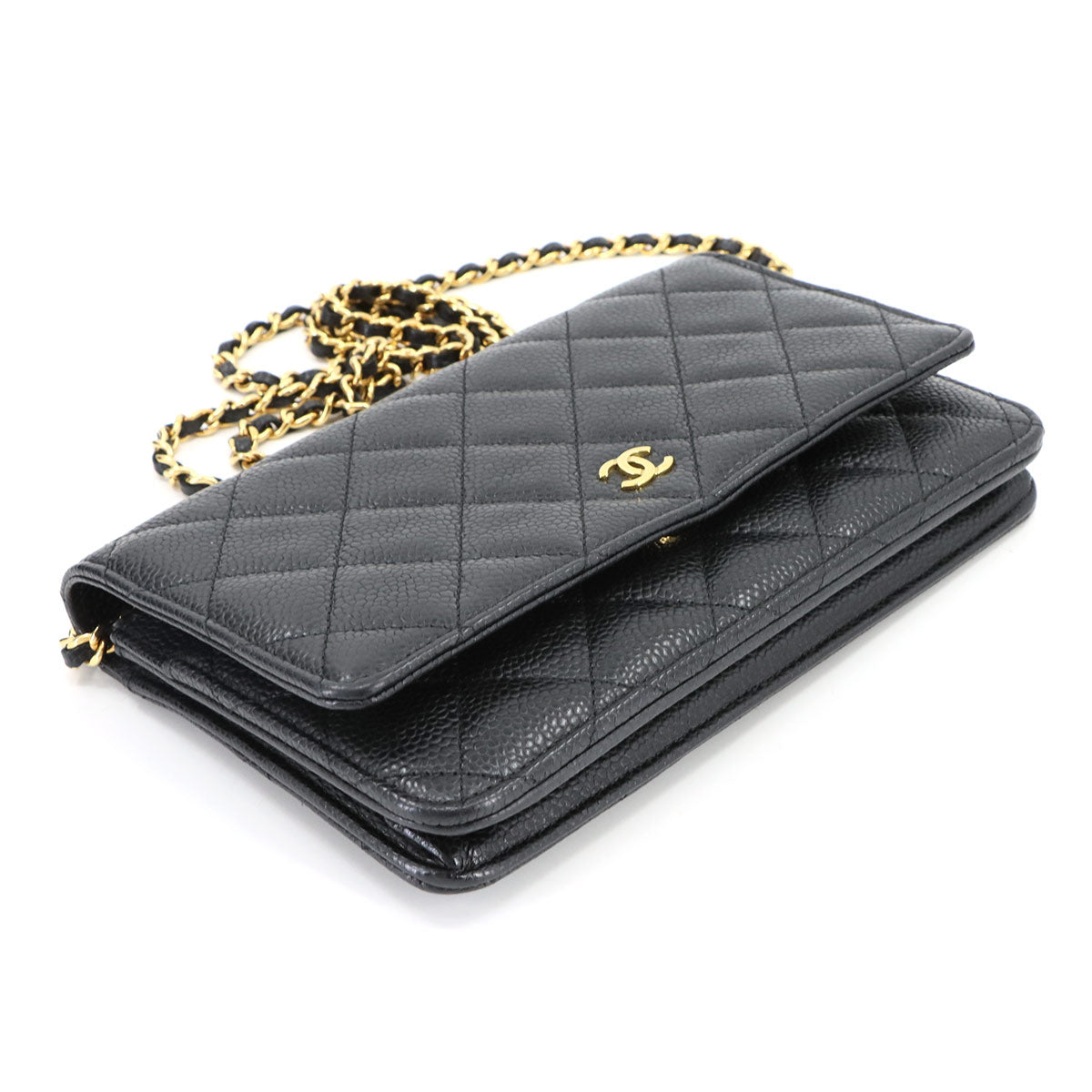 Wallet on Chain WOC Quilted Leather Black AP3516