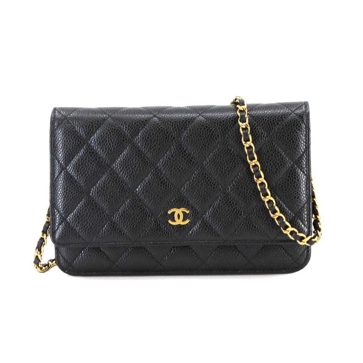 Wallet on Chain WOC Quilted Leather Black AP3516