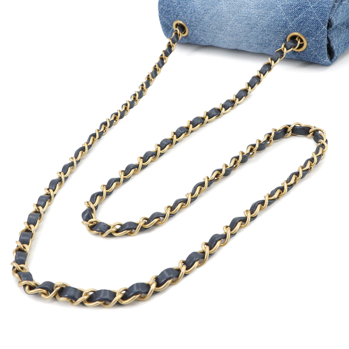 Mini Matelasse 20 Chain Shoulder Bag Denim Leather Blue A69900