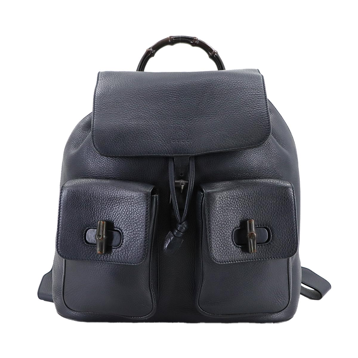 Bamboo Backpack Leather Navy 387097 Purse