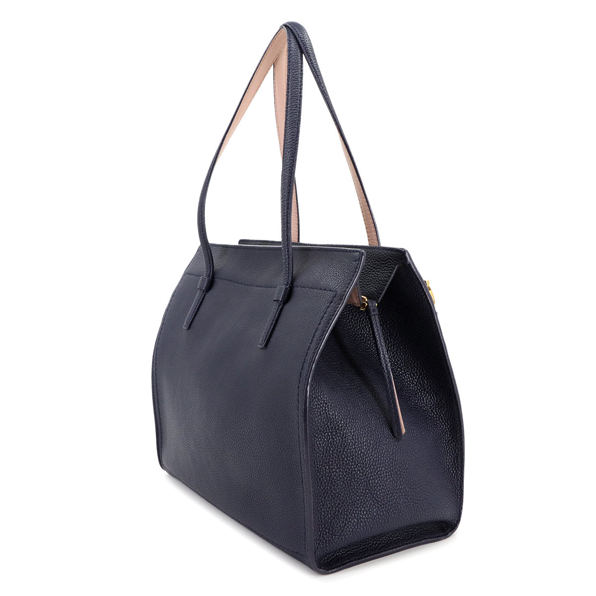 Amy Tote Bag Leather Navy Pink 21F216 Purse