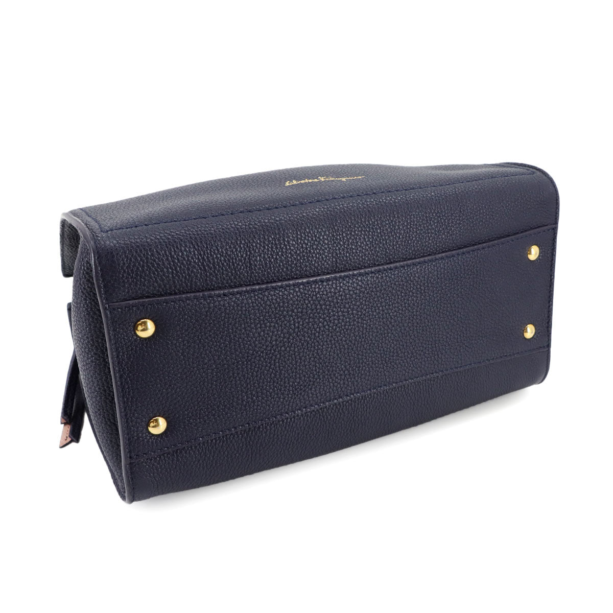 Amy Tote Bag Leather Navy Pink 21F216 Purse