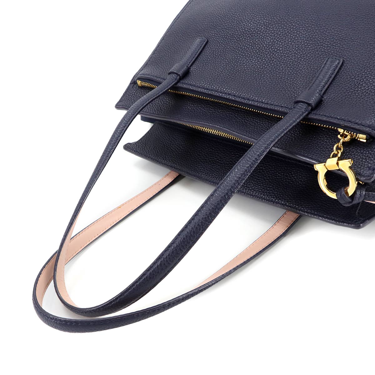 Amy Tote Bag Leather Navy Pink 21F216 Purse