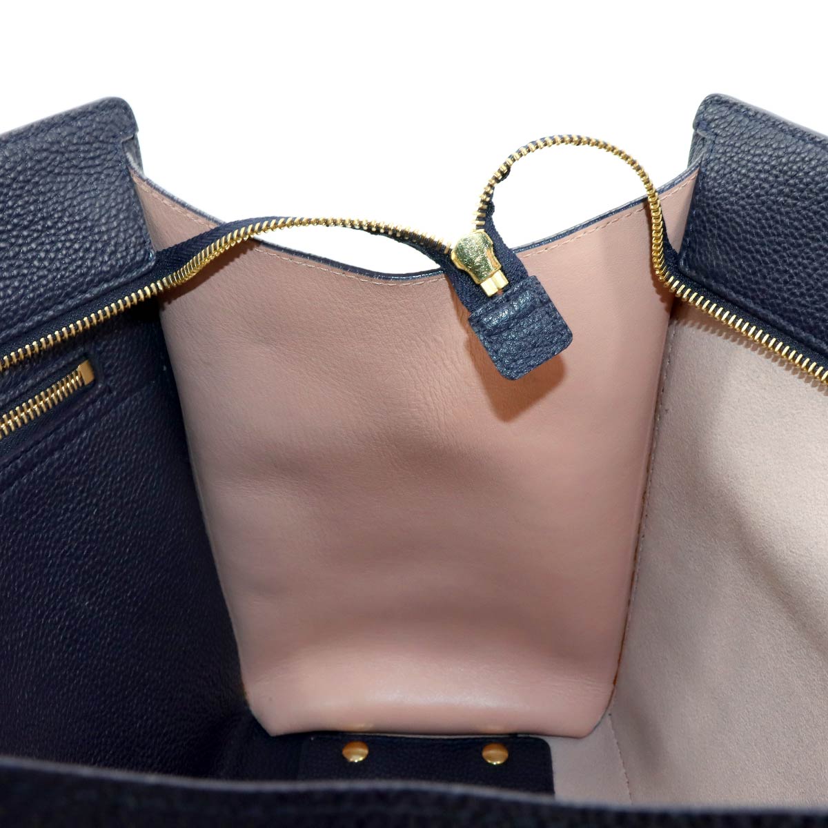 Amy Tote Bag Leather Navy Pink 21F216 Purse