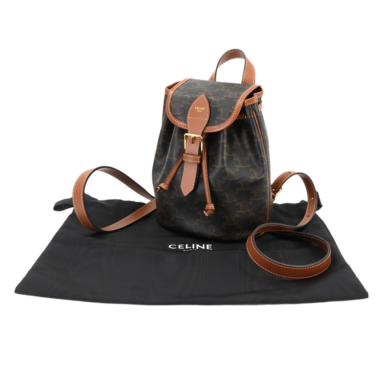 Triomphe Mini Folco Backpack PVC Leather Tan 197662