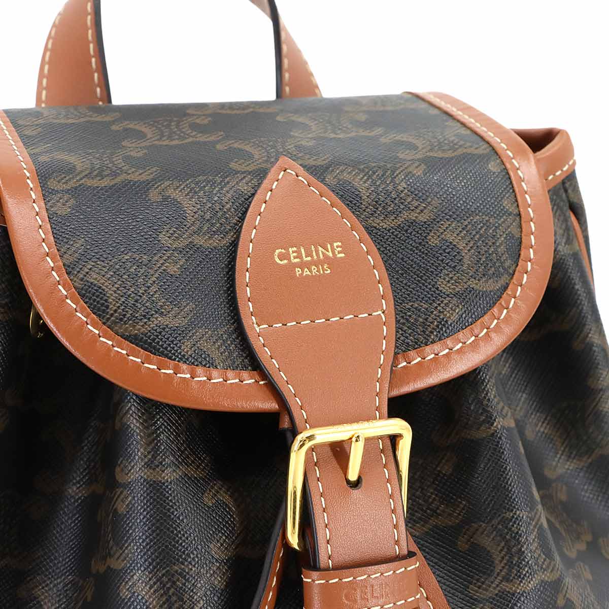 Triomphe Mini Folco Backpack PVC Leather Tan 197662