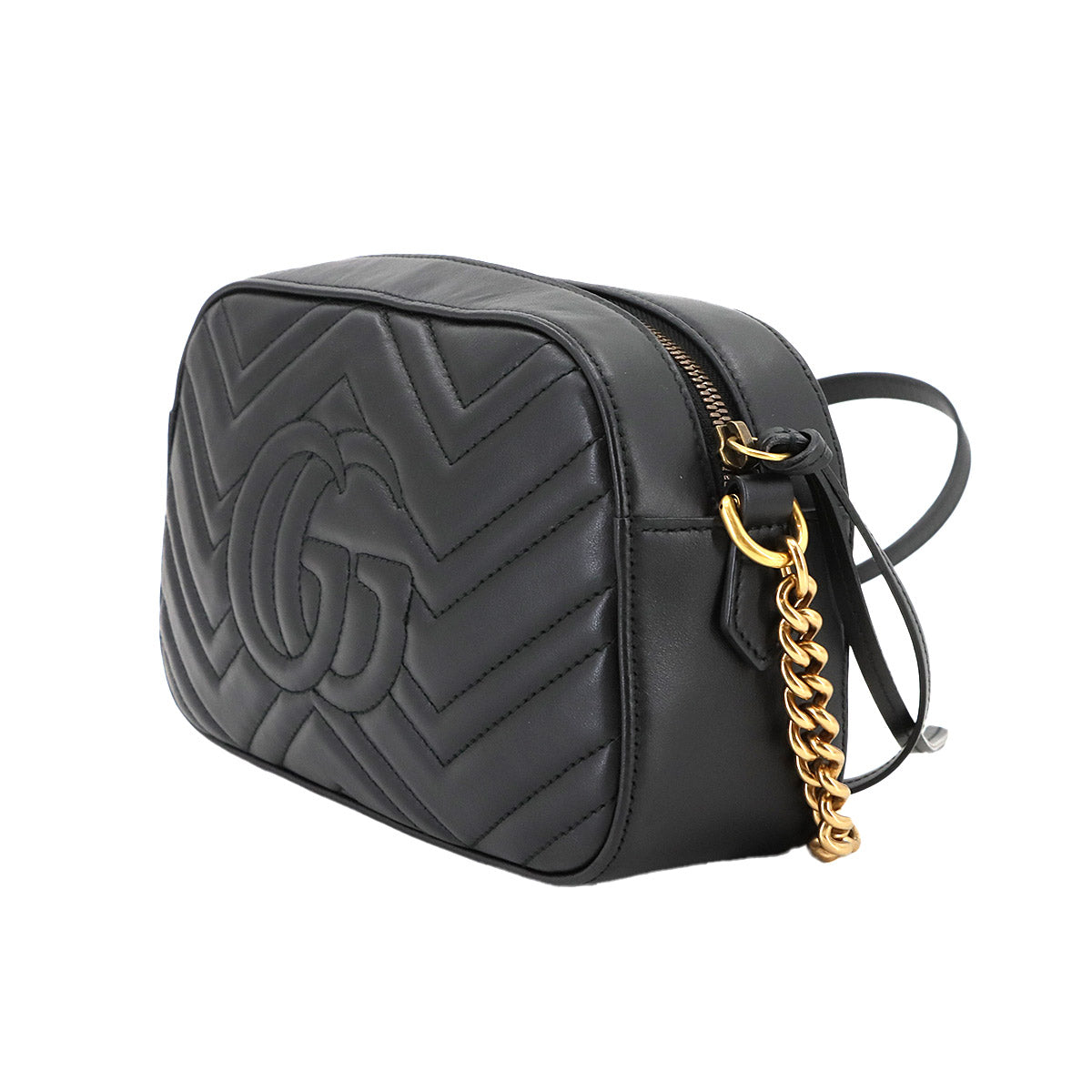 GG Marmont Quilting Small Chain Shoulder Bag Leather Black 447632