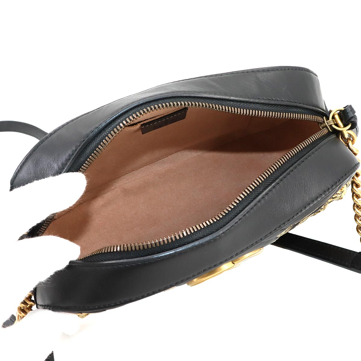 GG Marmont Quilting Small Chain Shoulder Bag Leather Black 447632