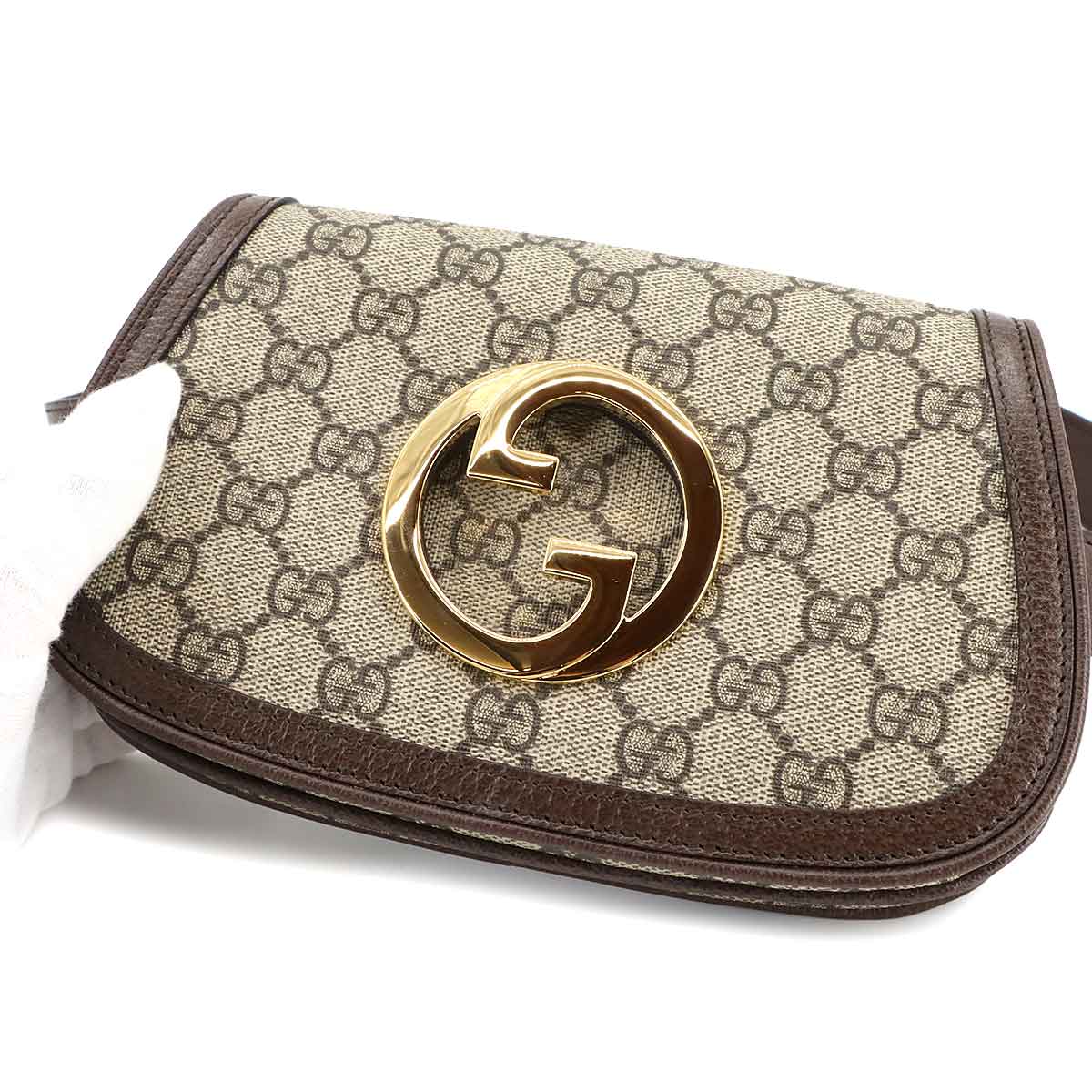 Blondie GG Supreme Belt Bag Leather Beige Brown 703807 Purse