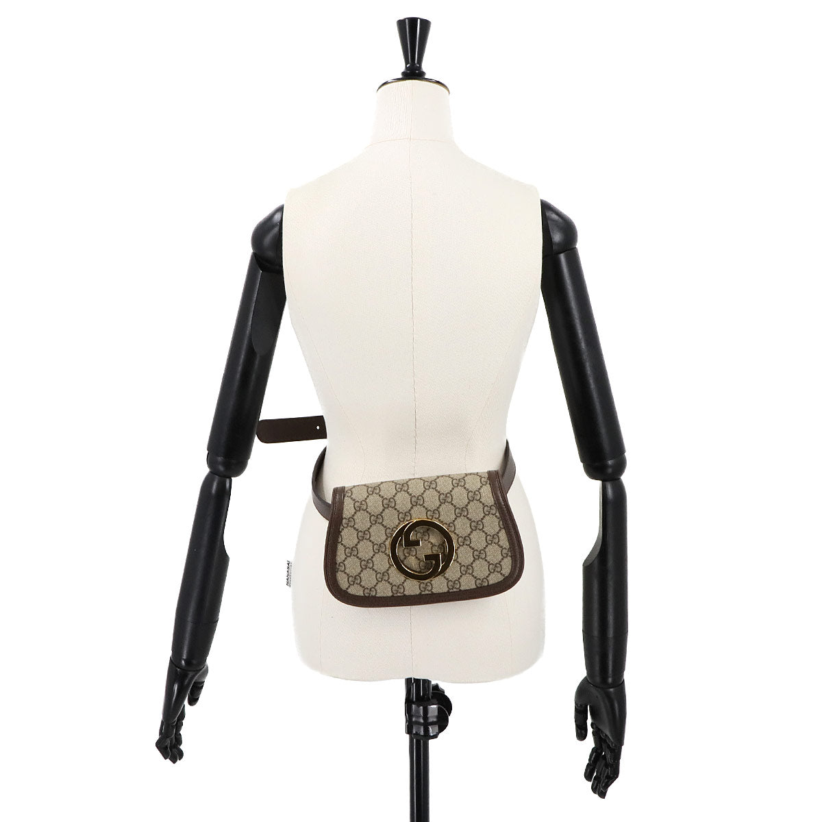 Blondie GG Supreme Belt Bag Leather Beige Brown 703807 Purse