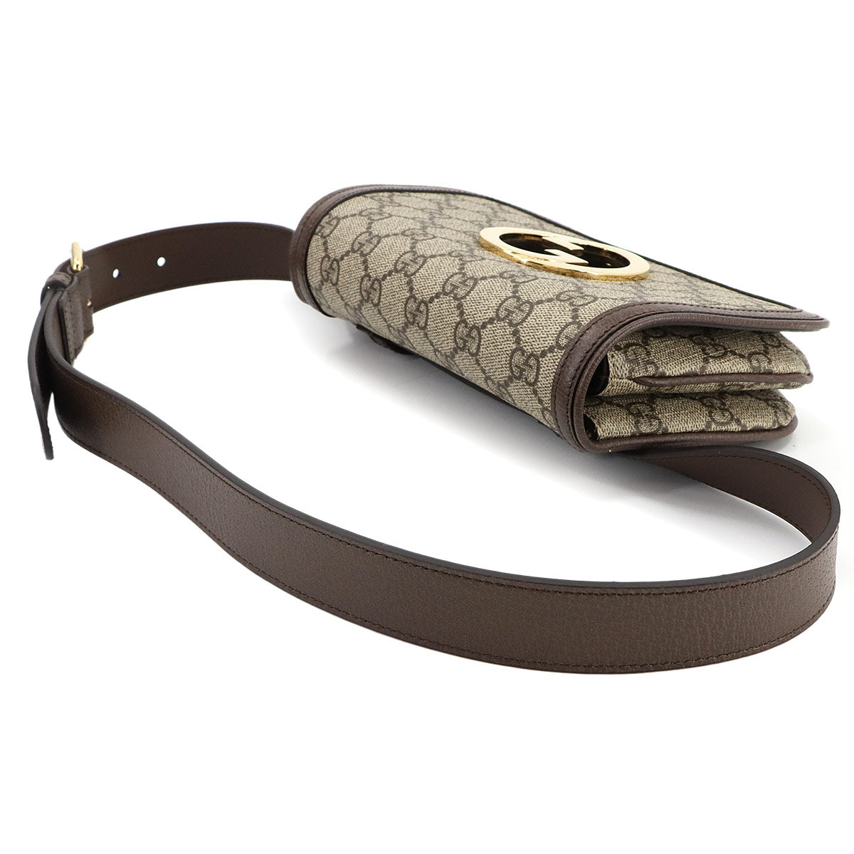 Blondie GG Supreme Belt Bag Leather Beige Brown 703807 Purse