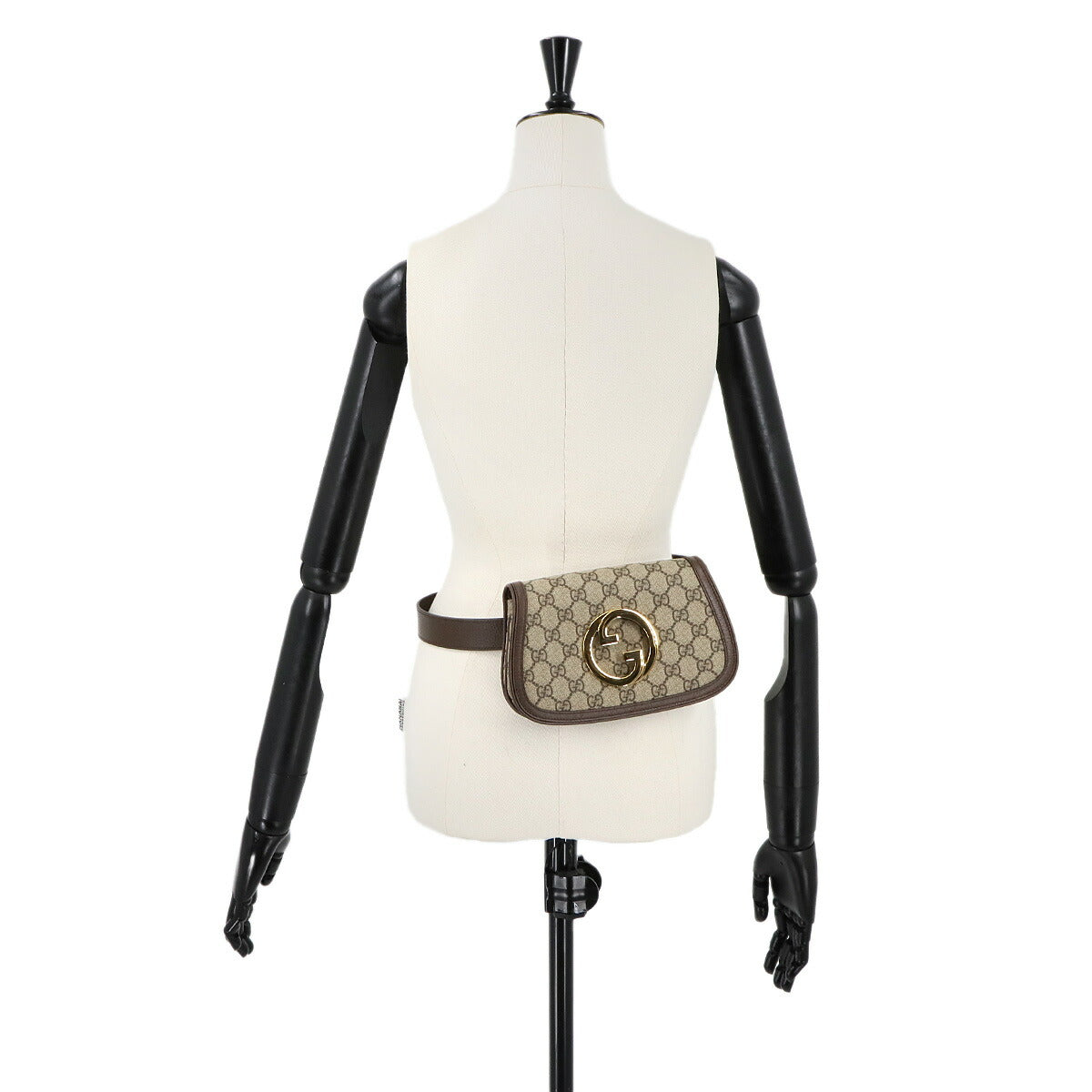 Blondie GG Supreme Belt Bag Leather Beige Brown 703807 Purse