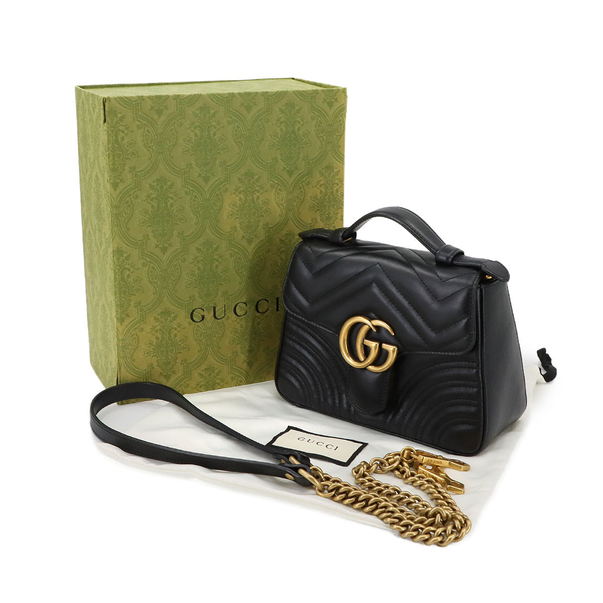 GG Marmont Mini Top Handle Bag Hand Shoulder Bag Black 547290