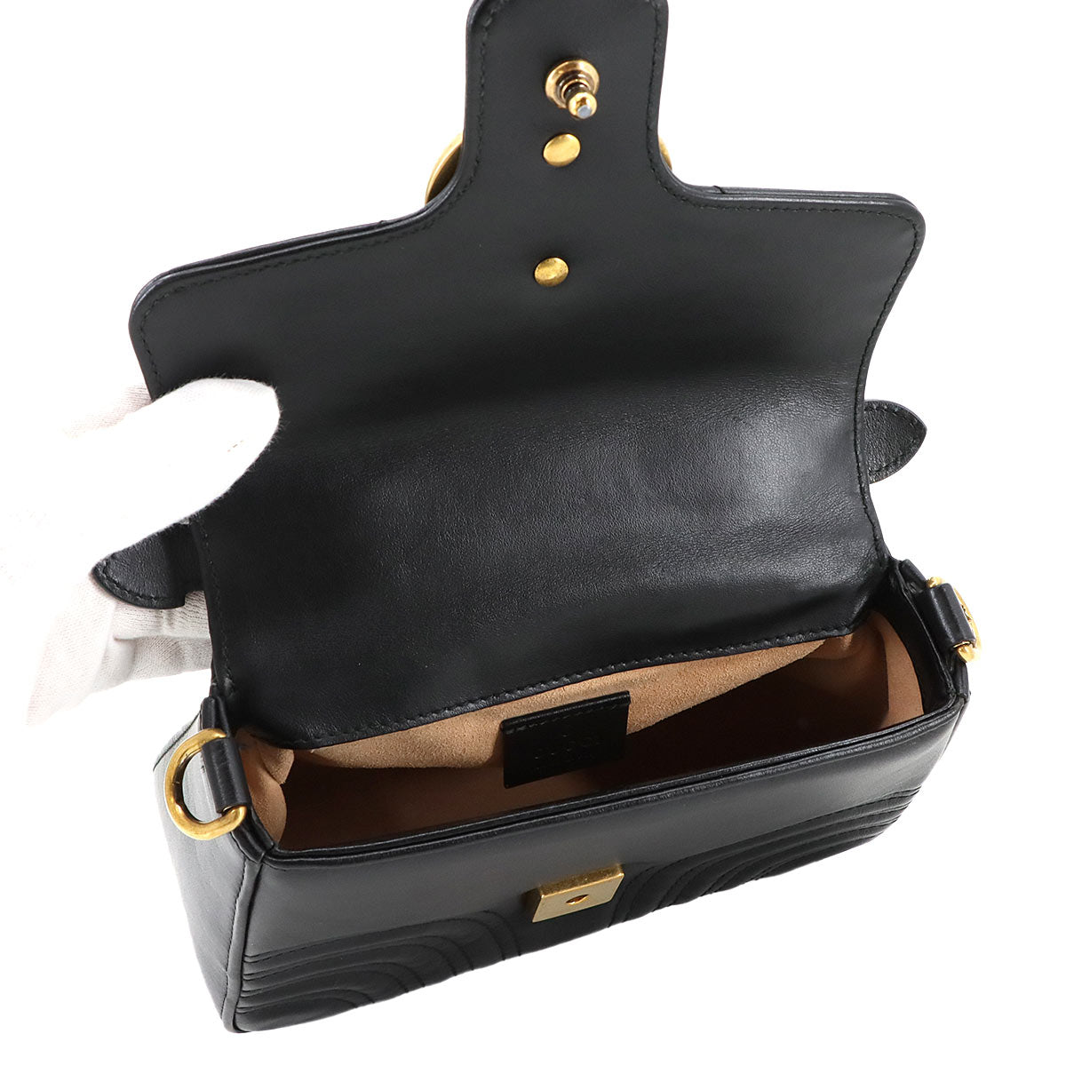 GG Marmont Mini Top Handle Bag Hand Shoulder Bag Black 547290