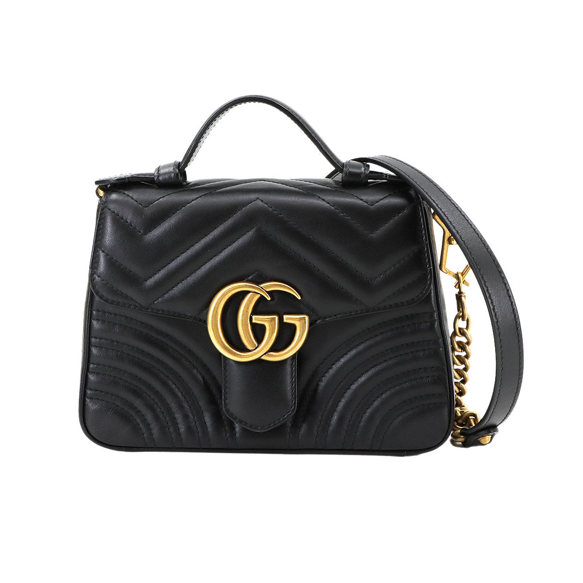 GG Marmont Mini Top Handle Bag Hand Shoulder Bag Black 547290