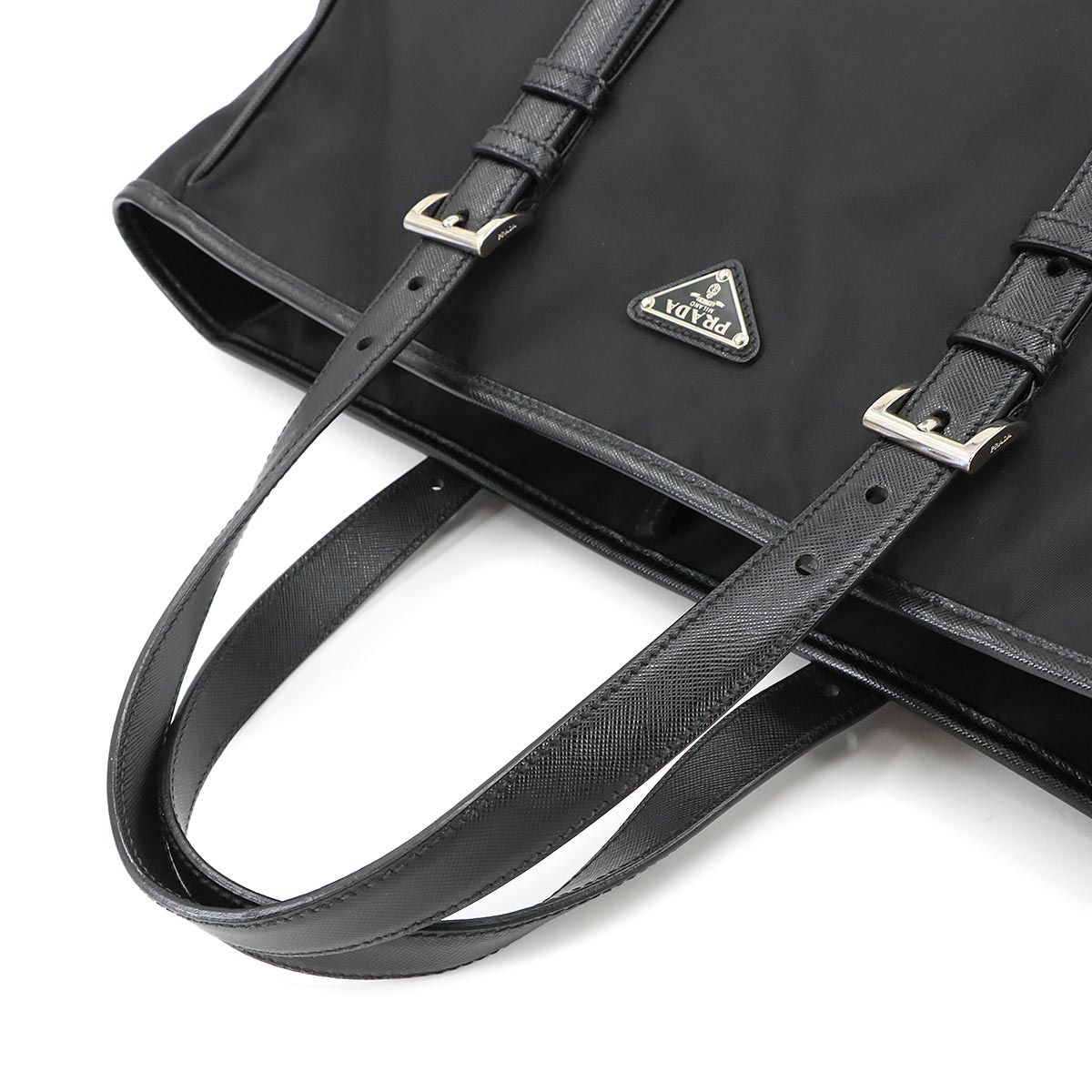Tote Bag Nylon Saffiano Leather Nero Black VA0663 Purse