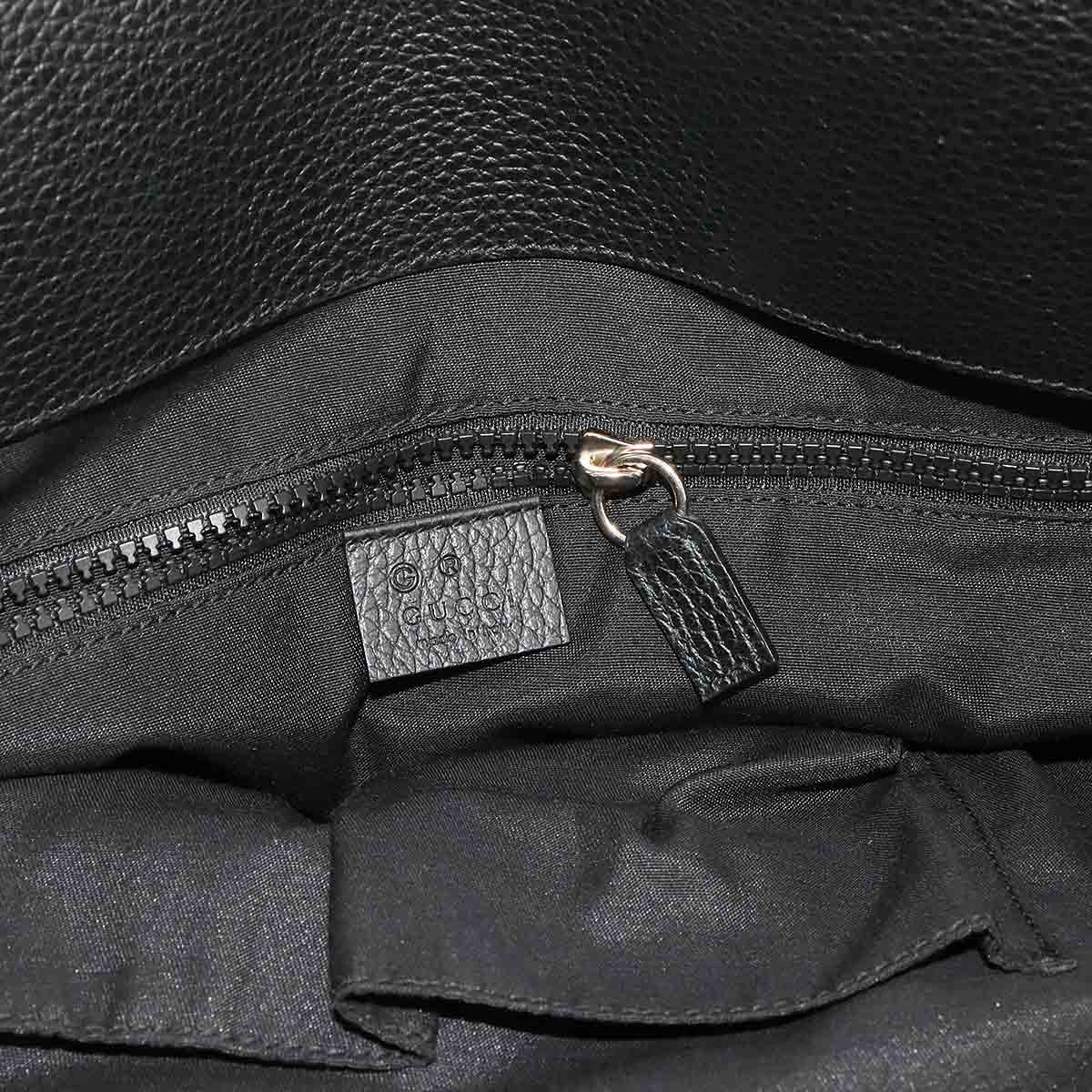 Tote Bag GG Nylon Leather Black 449176 Purse