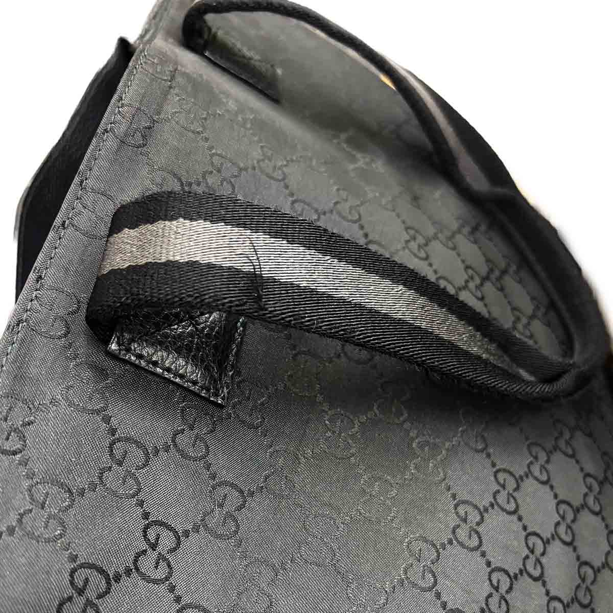 Tote Bag GG Nylon Leather Black 449176 Purse
