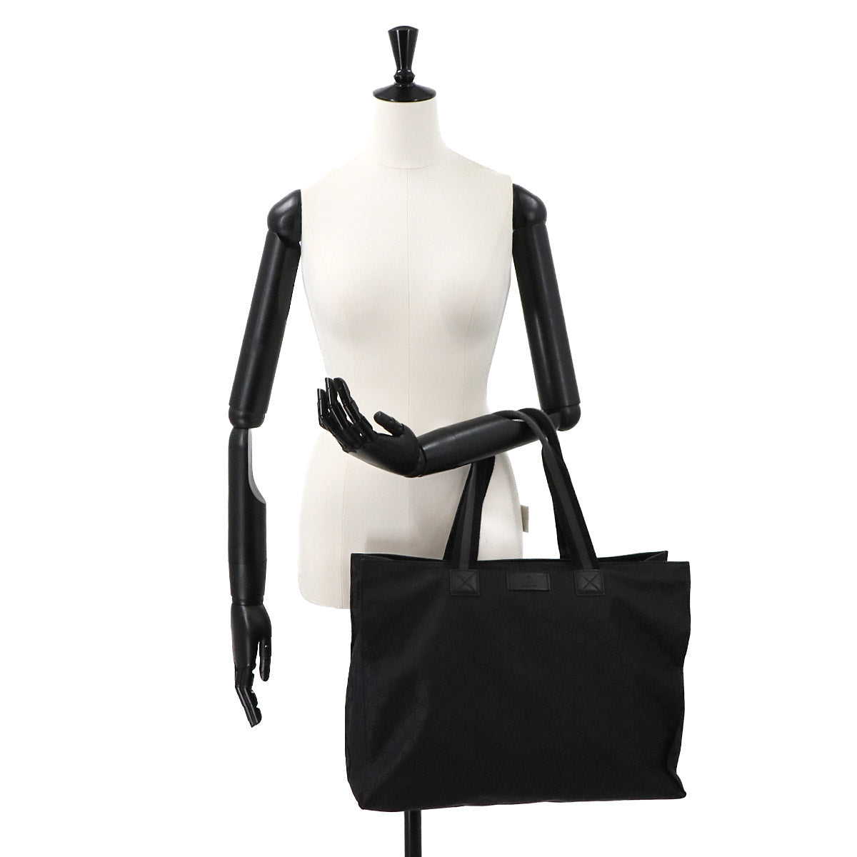 Tote Bag GG Nylon Leather Black 449176 Purse