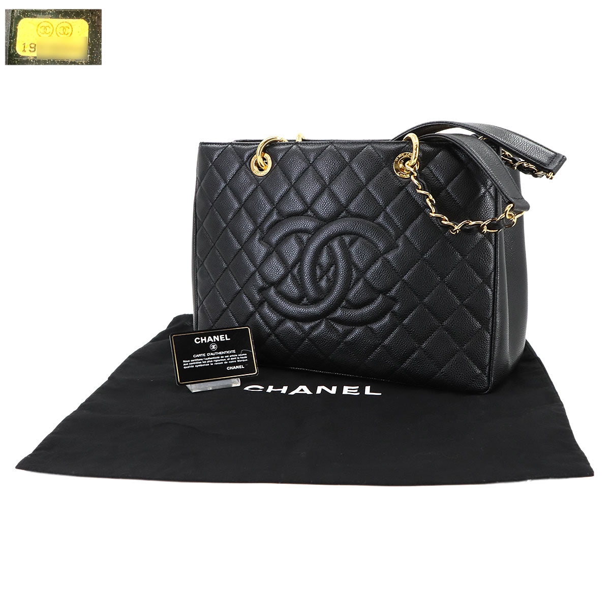 Grand Shopping Tote Bag GST Leather Black GST A50995