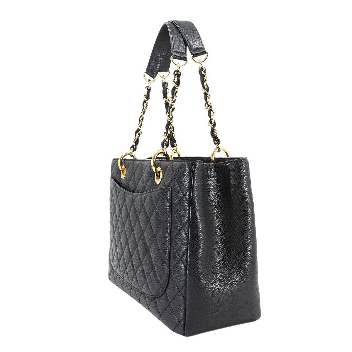 Grand Shopping Tote Bag GST Leather Black GST A50995