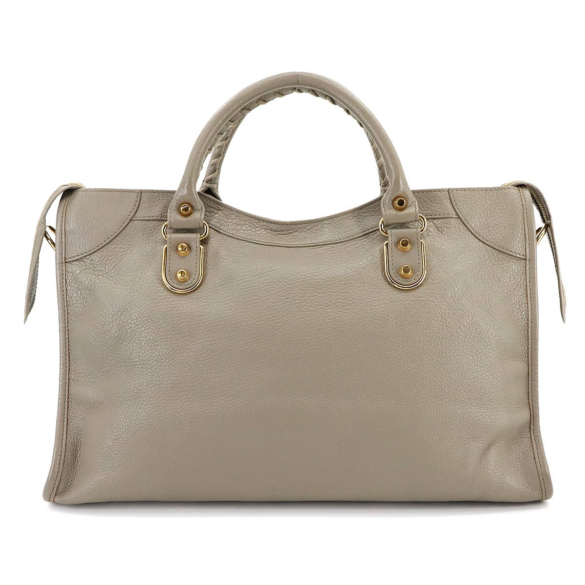 Classic Metallic Edge City Hand Shoulder Bag Gray 390154