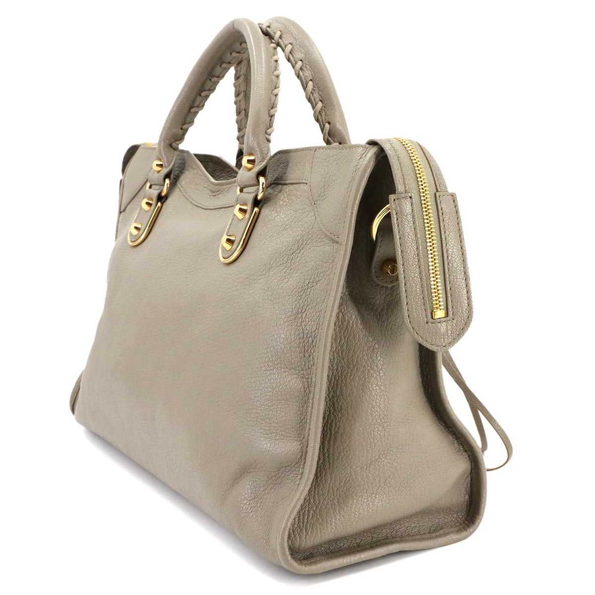 Classic Metallic Edge City Hand Shoulder Bag Gray 390154