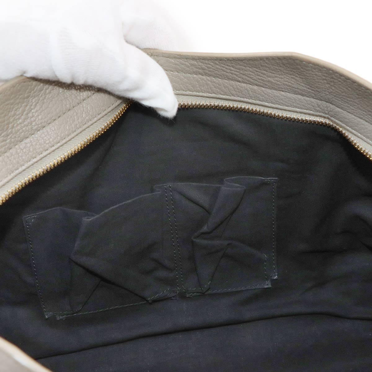 Classic Metallic Edge City Hand Shoulder Bag Gray 390154