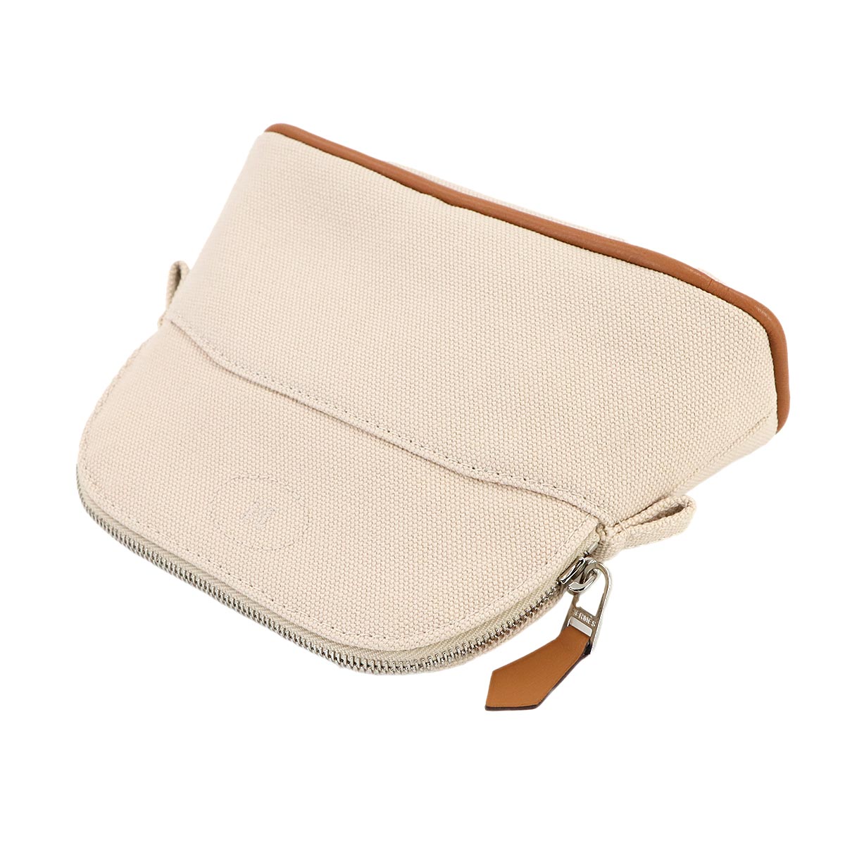 Bolide Pouch Mini Mini Cotton Canvas Leather Beige Purse
