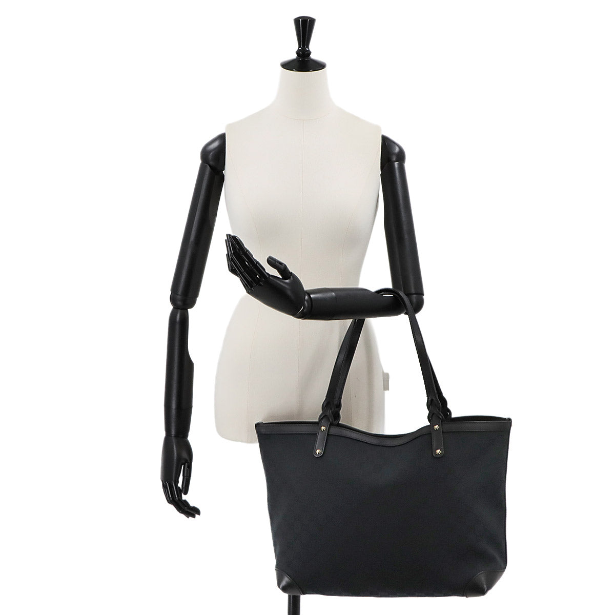 GG Canvas Tote Bag Leather Black 247209 Purse