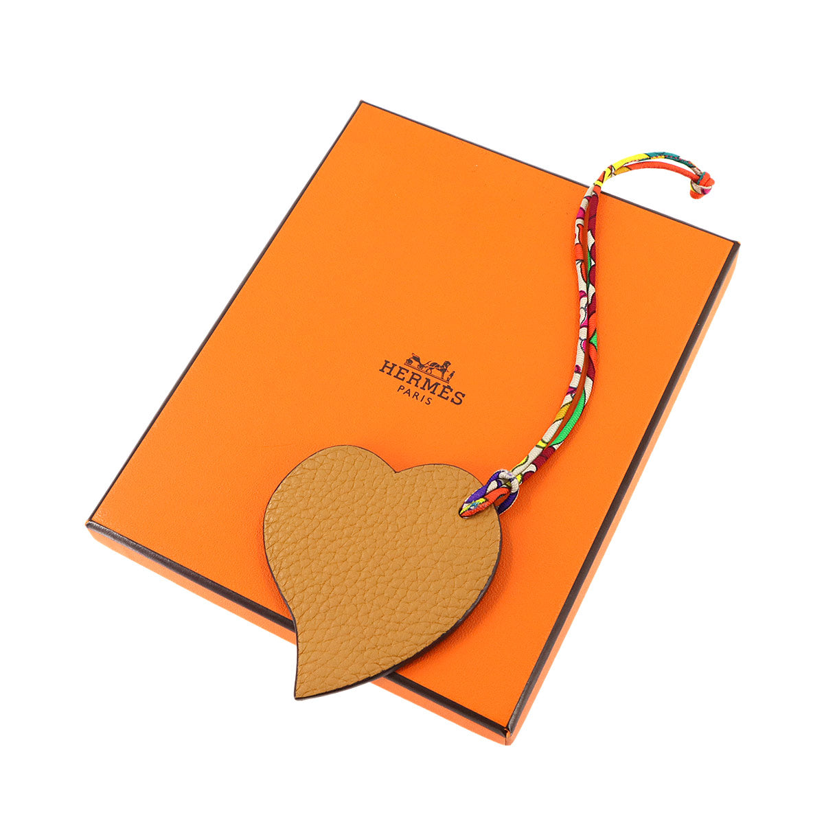 Petit H Heart Bag Charm Epsom Togo Gold Bleu Zanzibar