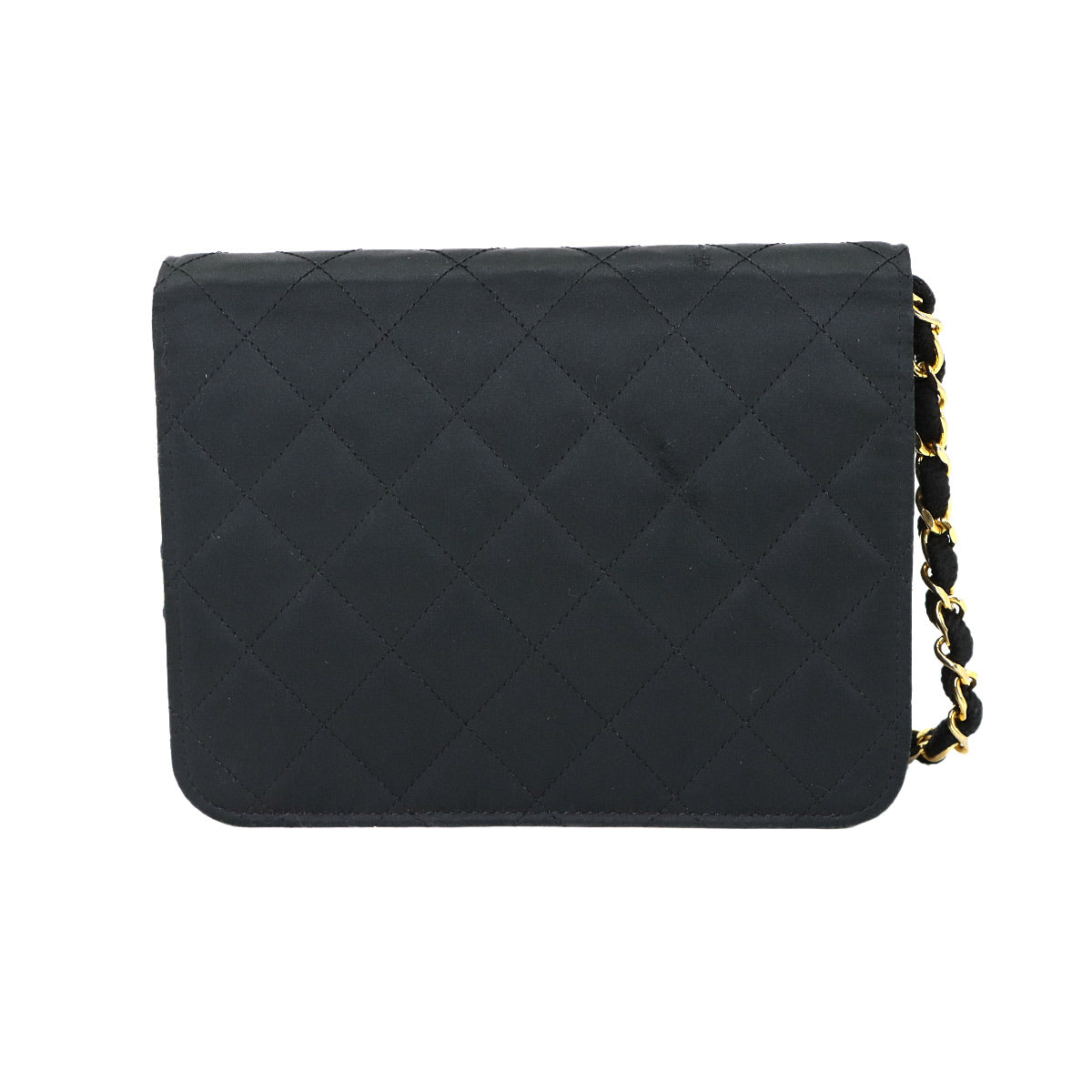 Chain Shoulder Bag Satin Black Vintage Purse