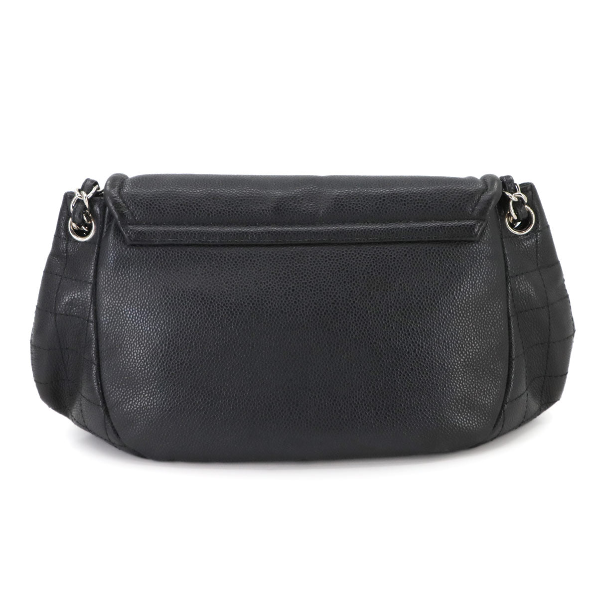 Half Moon Chain Shoulder Bag Leather Black Purse