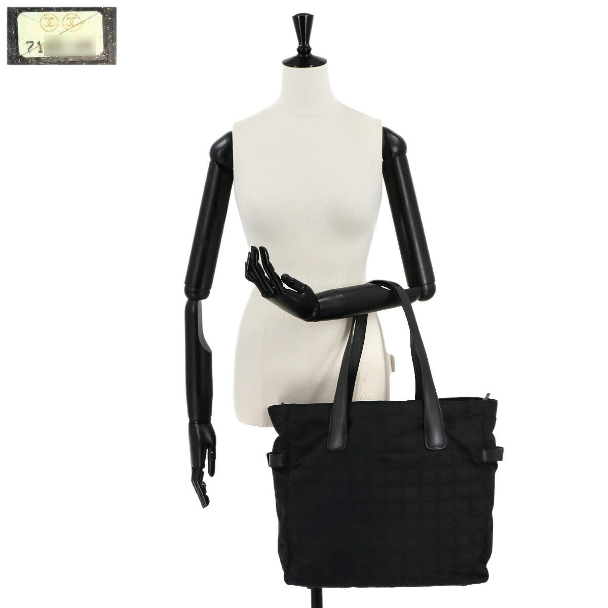 New Travel Line Tote GM Nylon Jacquard Leather Black A15825