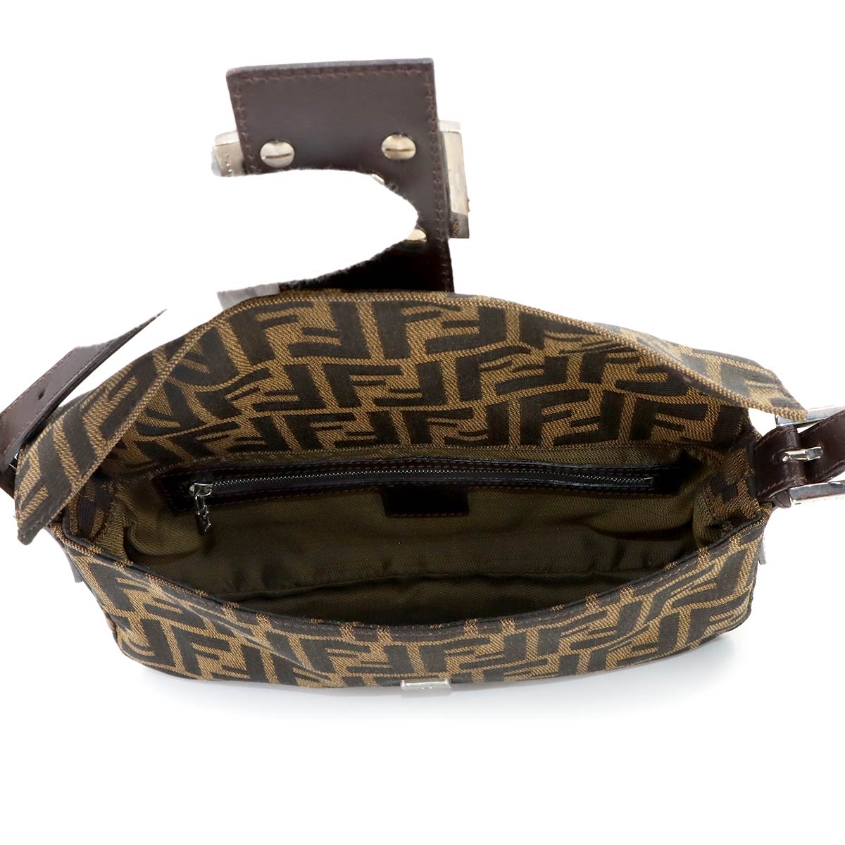 Zucca Mamma Baguette Shoulder Bag Canvas Leather Brown 26424