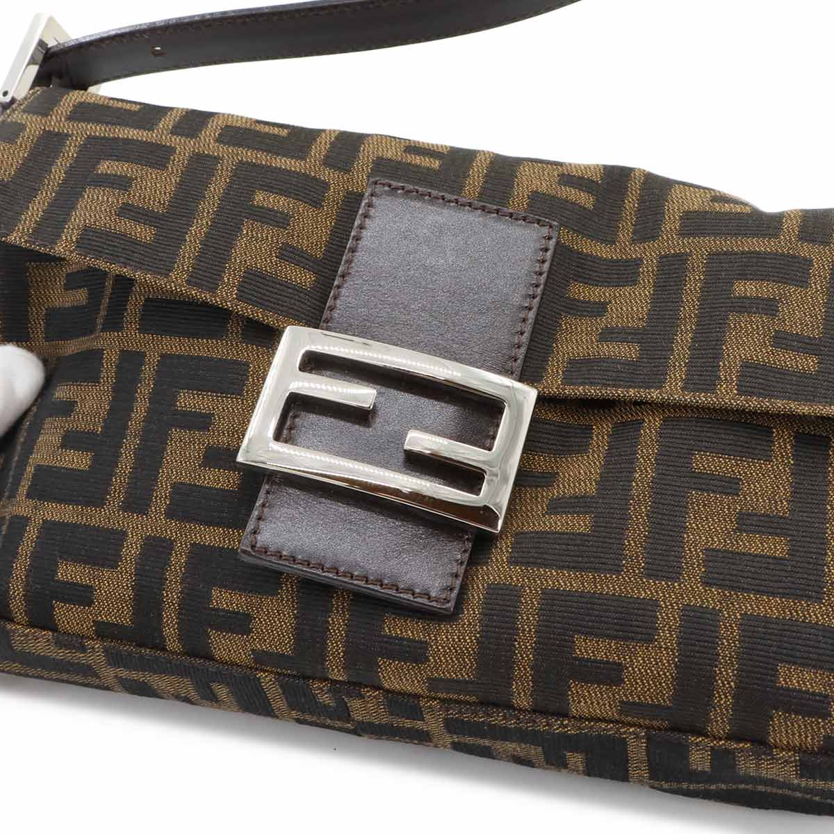 Zucca Mamma Baguette Shoulder Bag Canvas Leather Brown 26424