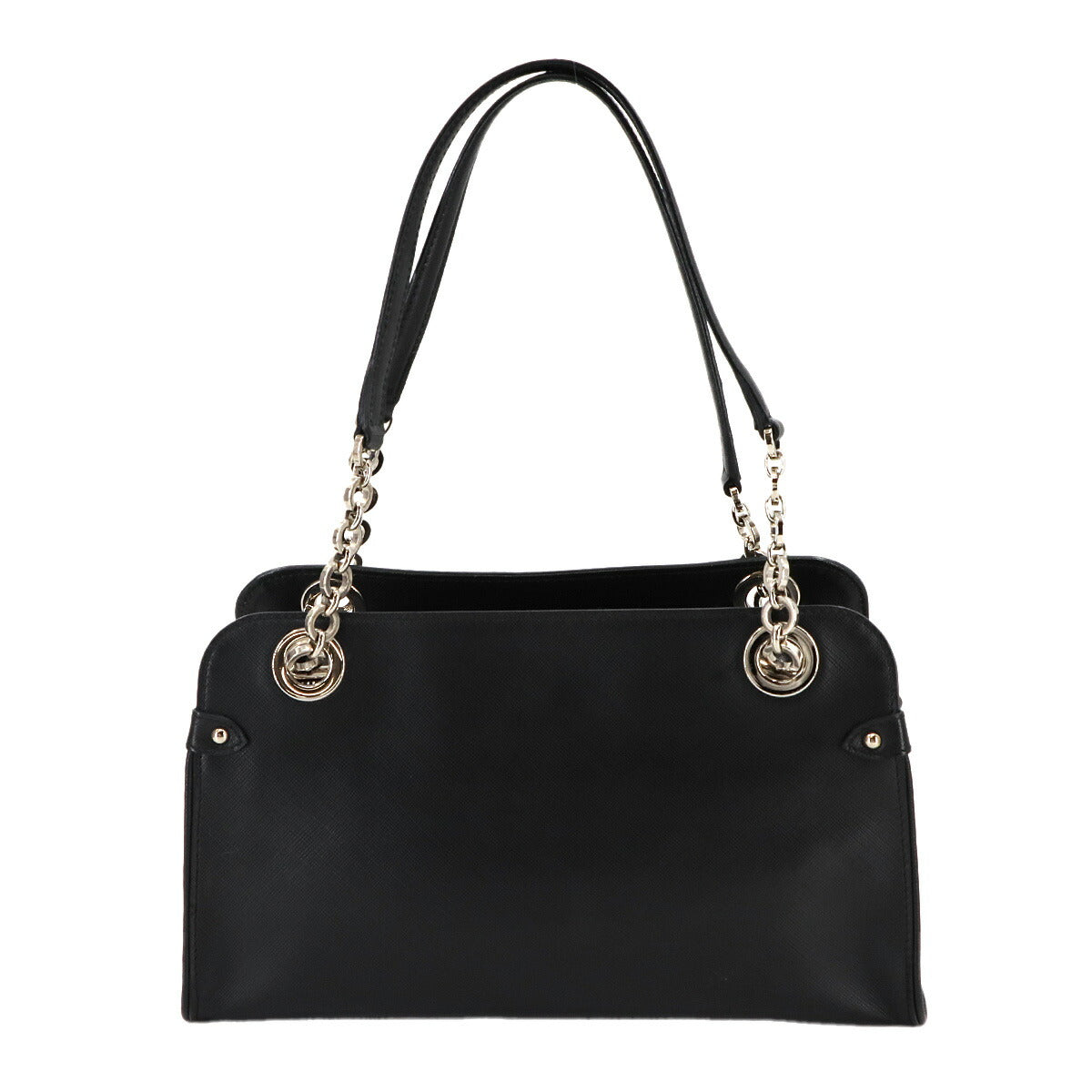 Gancini Chain Shoulder Bag Leather Black 21D136