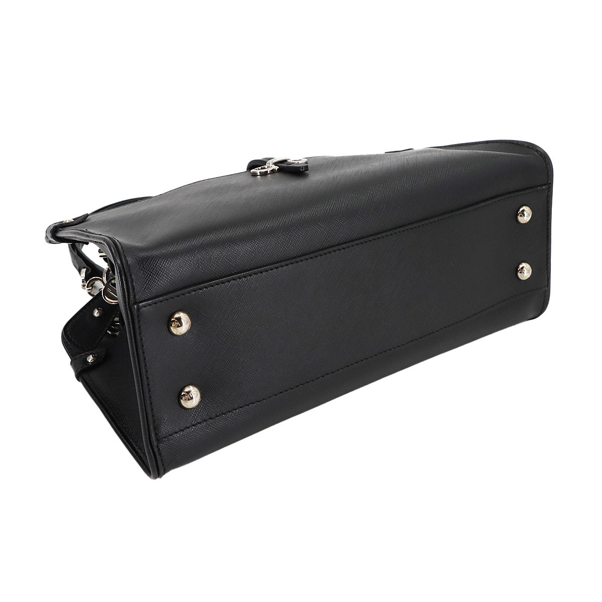 Gancini Chain Shoulder Bag Leather Black 21D136