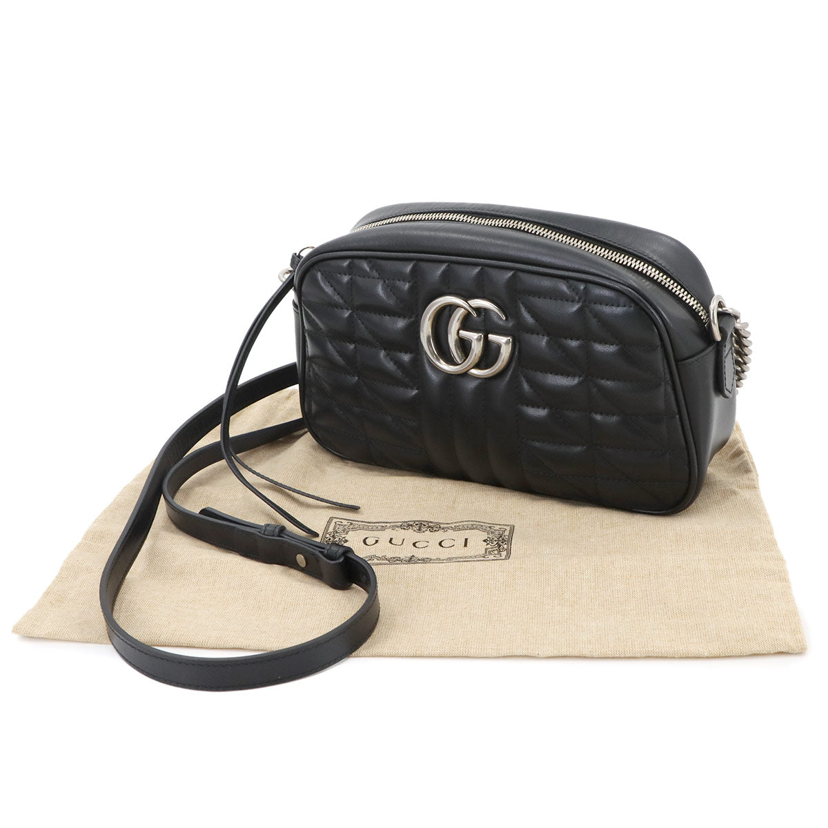 GG Marmont Chain Shoulder Bag Leather Black 447632 Purse