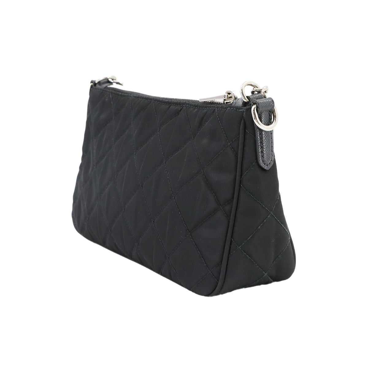 2way Chain Hand Shoulder Bag Nylon Leather Black 1BH026