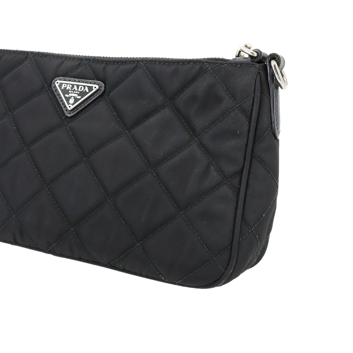 2way Chain Hand Shoulder Bag Nylon Leather Black 1BH026