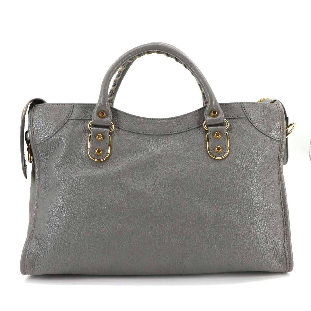 Classic Metallic Edge City Hand Shoulder Bag Gray 390154