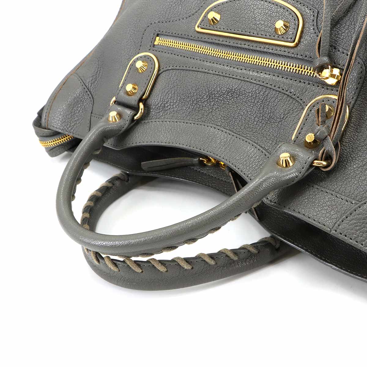Classic Metallic Edge City Hand Shoulder Bag Gray 390154