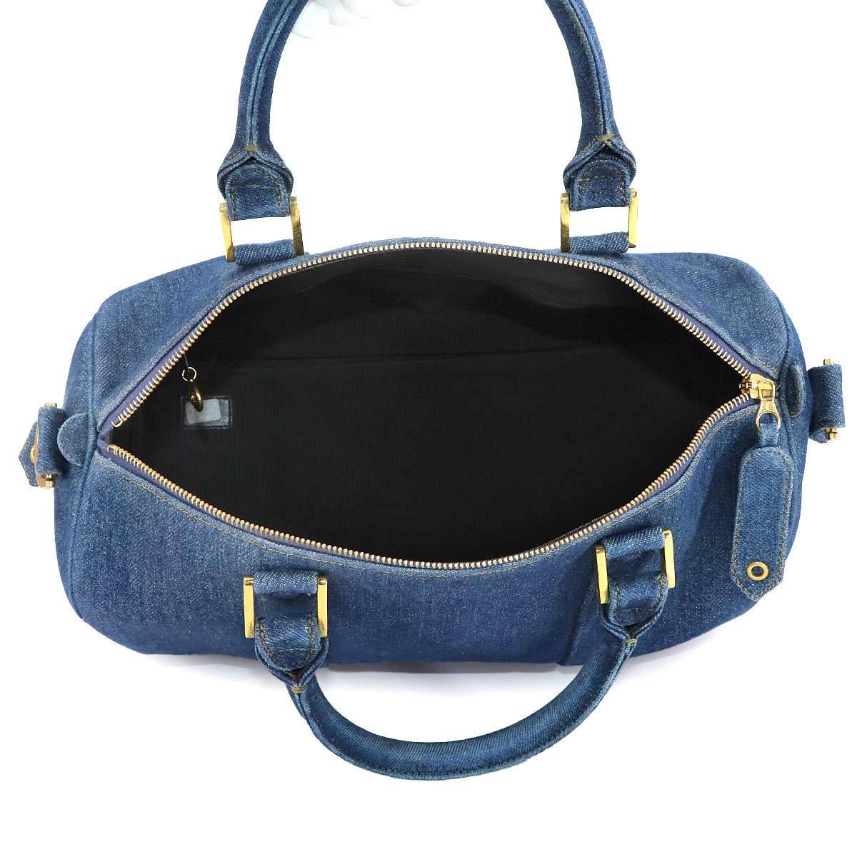 Coco Logos Hand Shoulder Bag Denim Blue Purse