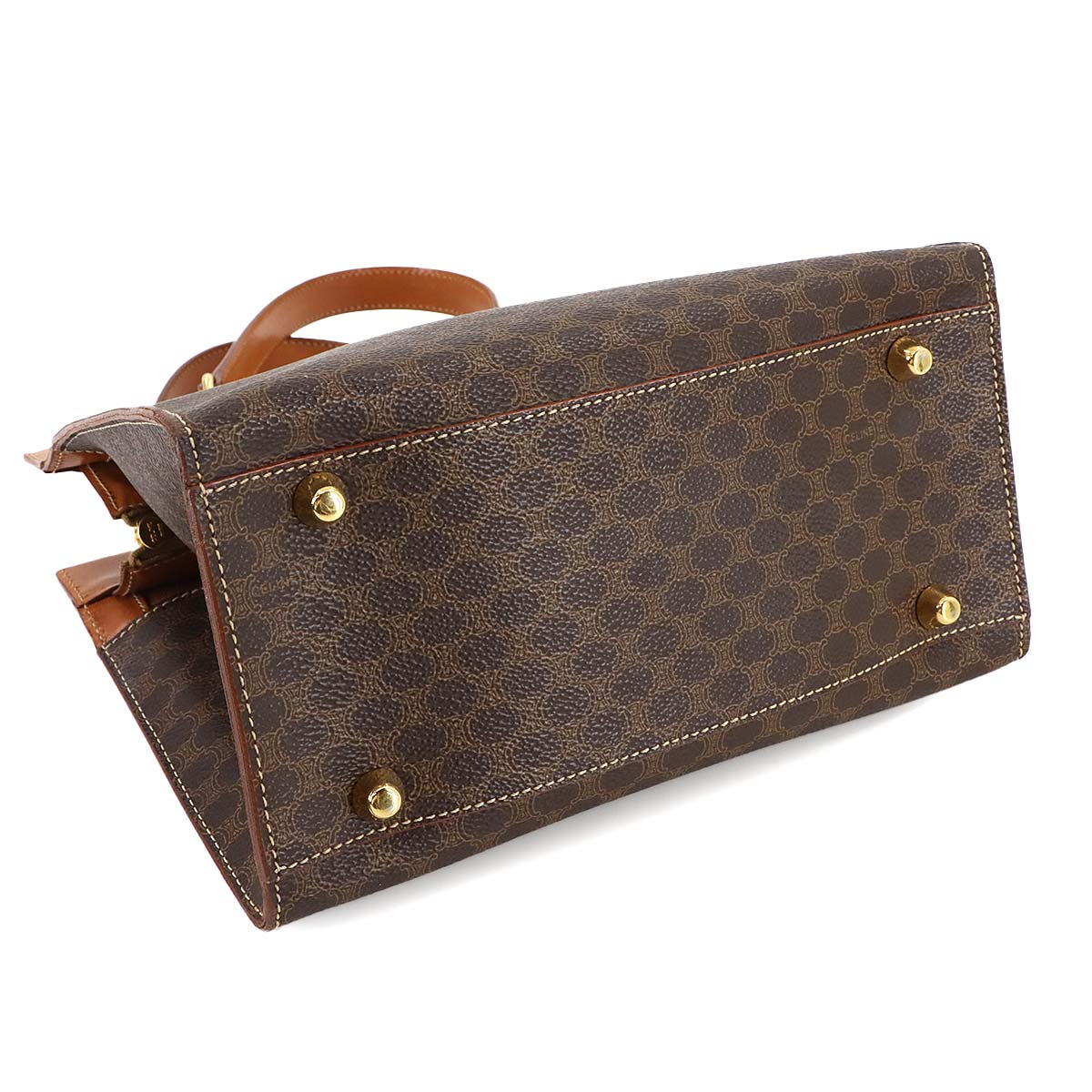 Macadam Hand Bag PVC Leather Brown Vintage Purse