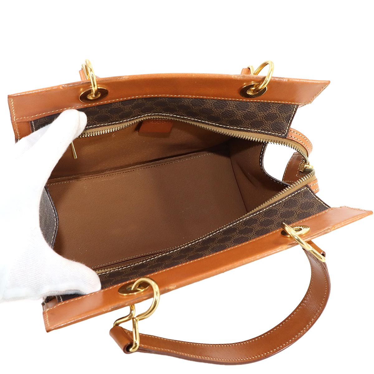 Macadam Hand Bag PVC Leather Brown Vintage Purse