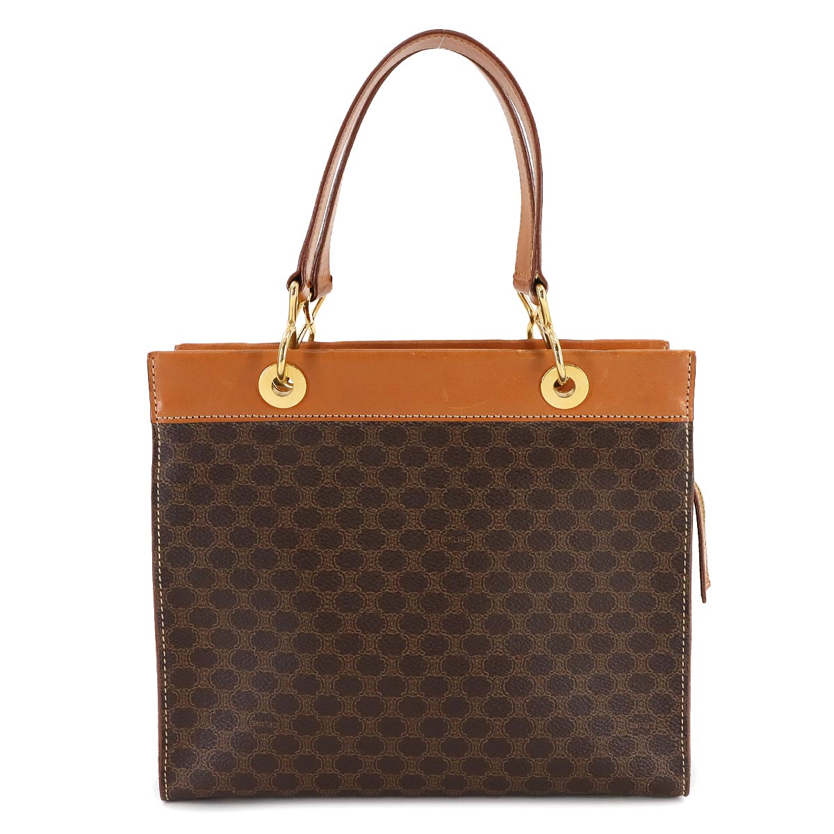 Macadam Hand Bag PVC Leather Brown Vintage Purse