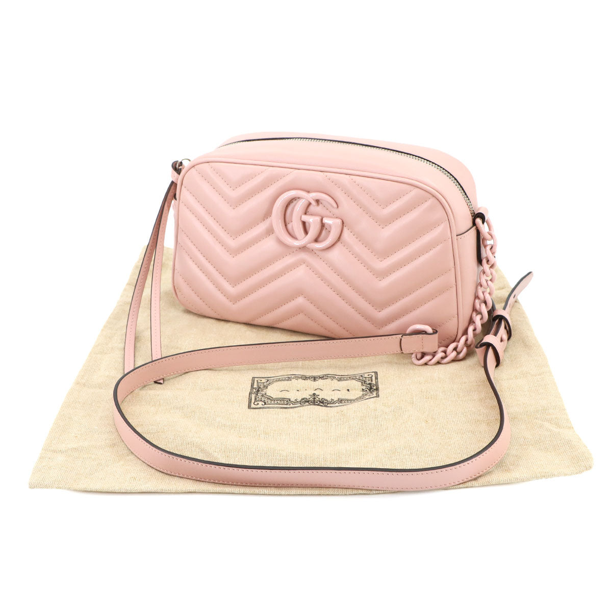 GG Marmont Quilting Small Chain Shoulder Bag Leather Pink 447632