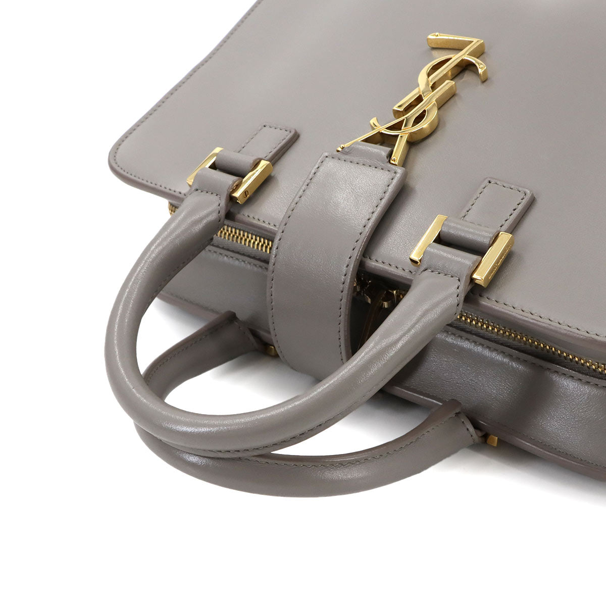 Baby Cabas Hand Shoulder Bag Leather Gray 472466