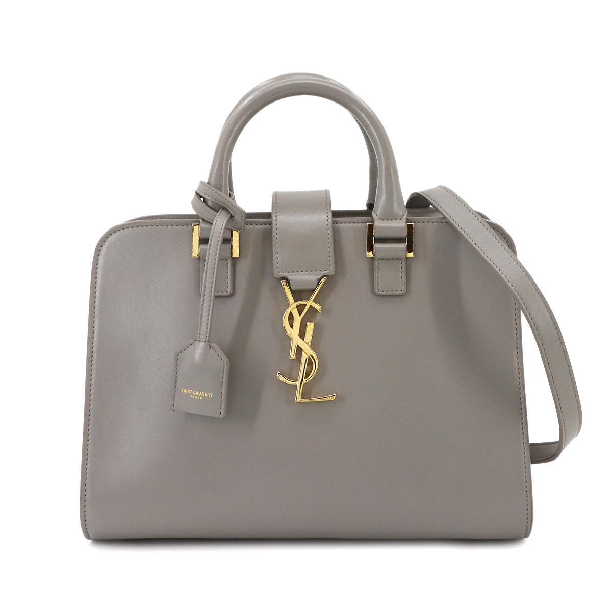 Baby Cabas Hand Shoulder Bag Leather Gray 472466